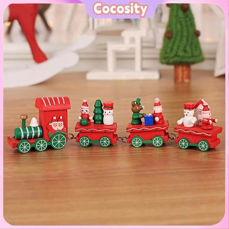 Cocosity Train en bois de Noël Train de noël en bois, joli ornement de Train de noël en bois pour la décoration de deco suspendre (1/4)