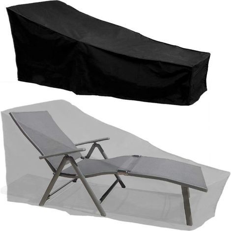 Couverture de Bain de Soleil Housse de Chaise Longue extérieur Imperméable, 210 75 80/40cm Noir (1/5)