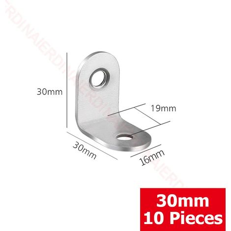 (30 x 30 x 16 mm 03) Lot de 10 équerres d'angle à 90° en acier inoxydable, fixations murales pour étagères, tables, chaises (1/5)