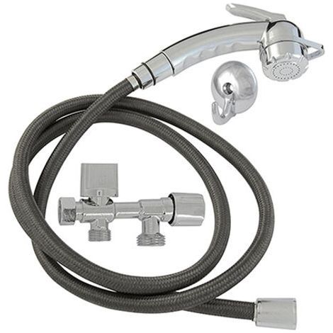 Edouard Rousseau – Komplettes WC-Hygiene-Set – 40-mm-Bidet-Sprühkopf aus verchromtem ABS – 3-Wege-Ventil mit 1,50 m Schlauch – Einfache Installation (1/5)