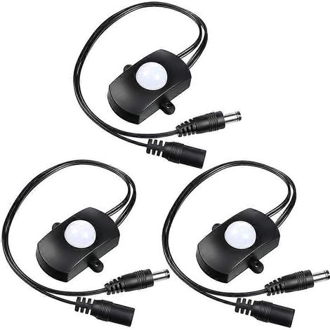 Set mit 3 PIR-Bewegungsmeldern (5–24 V, 5 A) mit DC-Kopplerkabel für Partys (1/5)