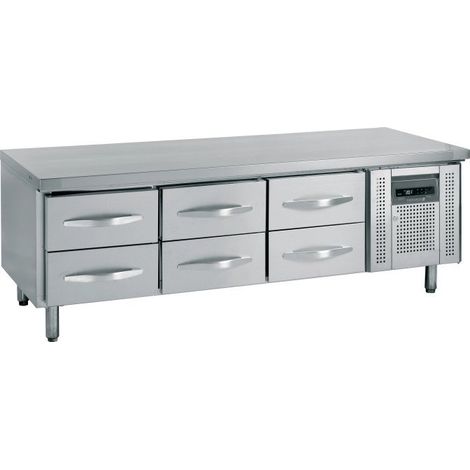 Soubassement ventilée positive 277 Litres, 6 tiroirs pleins GN 1/1, 300 W, 220 V - MONO