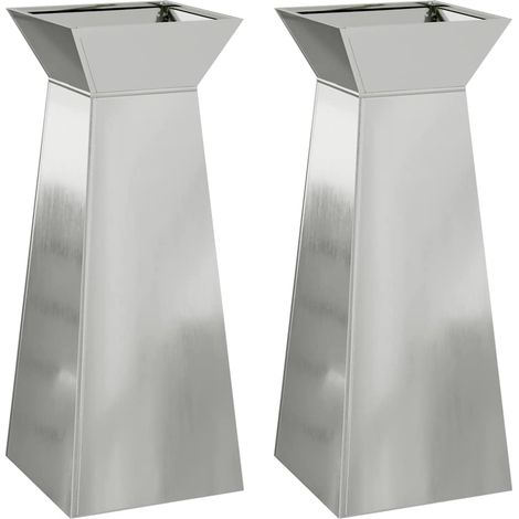 Maison Exclusive - Vaso a Pilastro 2 pcs Argento 40 x 40 x 100 cm