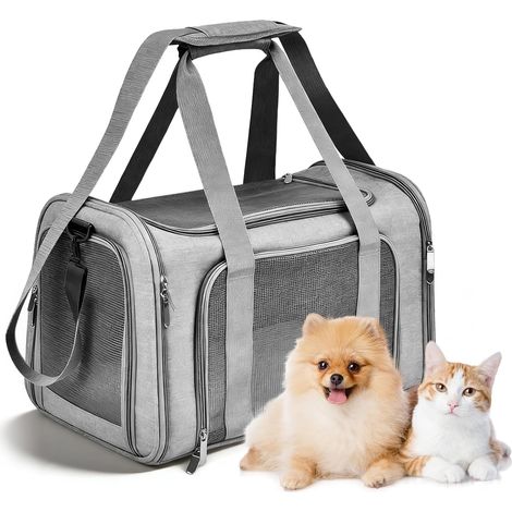 Sac de Transport pour Chat Chien Respirant et Pliable 45×30×30 cm Caisse de Transport pour Petit Chien Chat Jusqu’à 8kg avec Bandoulière Réglable et Coussin Lavable pour Voiture Avion Train (1/5)