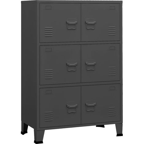 Baúl de almacenaje industrial metal antracita 75x40x115 cm vidaXL