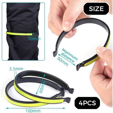 Pinces pantalon vélo réfléchissantes 2 paires noir vert jambe sécurité nuit randonnée camping course DIY (1/5)