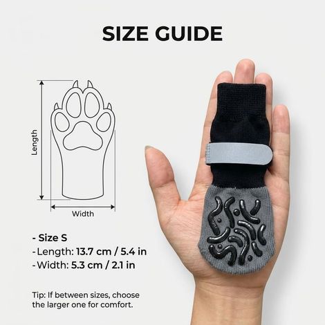Chaussettes Antidérapantes pour Chien 2 Paires, Protège-Pattes Réglables avec Motifs en Silicone, Confortables et Élastiques pour Petits Chiens et Chats, Protection Sol et Mobilité (1/5)