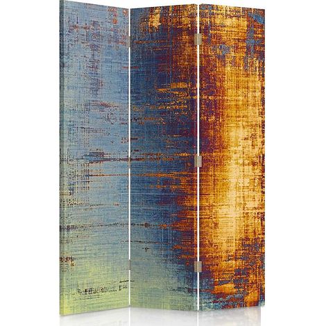 Paravent Abstraction Colorée pour Ambiance Chaleureuse - 110 x 180 cm - 1 face déco, 1 face noir