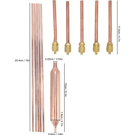 Ortviai Filtre-Déshydrateur pour Réfrigérateur avec Valve de Service + 5 Pièces + Tiges de Soudure en Cuivre Phosphore (1/4)