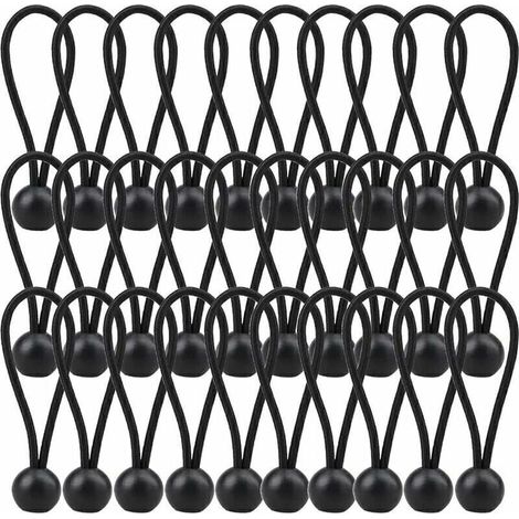 30 Pièces Tendeur Élastique, Tendeur Bache 140mm, Corde Elastique pour Bache pour Pavillon, Bâche, Camping, Tente, Rideaux Harnais d\\u2019Extension- Noir