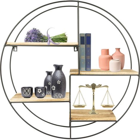 MaxxHome Estantería de Pared de Metal - Estantería de Pared Industrial - Estantería de Pared Moderna con 3 estantes para el salón - la Cocina o el Dormitorio - 55x55x11 cm - Modelo 1 (1/5)