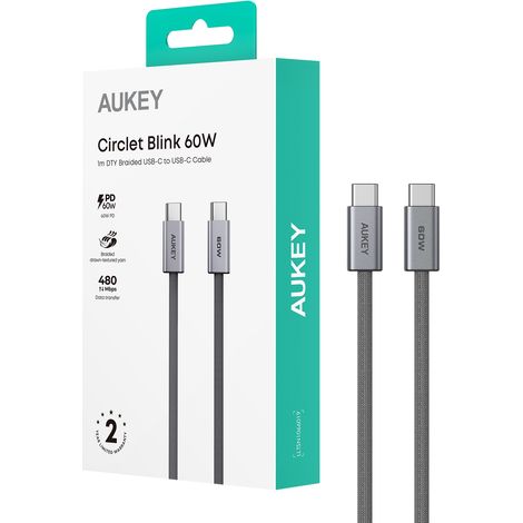Cavo USB Type C Aukey - Cavo USB Type C da 1 m, grigio, 1 pz.