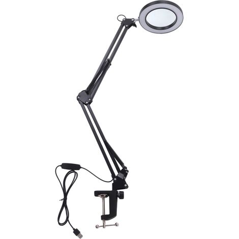 Loupe avec lampe sur pied – 5X – 10 niveaux luminosité – bras flexible – 360° réglable – lecture / bijoux