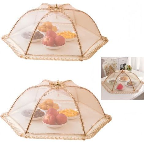 Set aus 2 faltbaren Fliegennetzen aus hochwertigem Netzgewebe für den Außenbereich, Küche, Garten, Partys, Grillabende (2 Stück, 70 x 70 cm) (1/5)