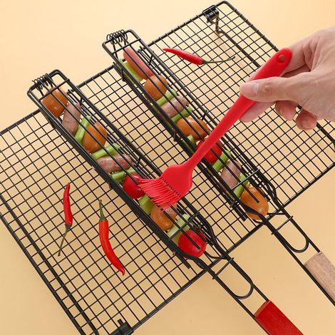 Grille de barbecue carrée en acier inoxydable, barbecue portable d'extérieur, 1 pièce. (1/4)
