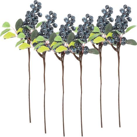 Set mit 5 zarten und realistischen künstlichen blauen Stoffbeeren, dekorative Blaubeeren, Fruchtblüten, DIY-Weihnachtsschmuck. (1/4)