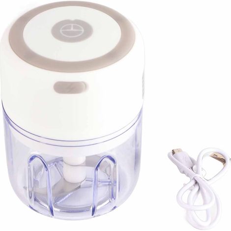 Hacheur à ail mini électrique USB rechargeable, lame en acier inoxydable, puissance élevée, 250 ml (8,6 x 5 x 7 cm), blanc, qualité alimentaire (1/5)