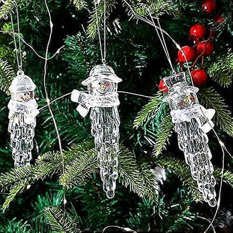 Set mit 3 transparenten Acryl-Weihnachtsanhängern, Schneemann