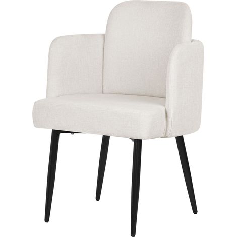 ML-Design Esszimmerstuhl Beige mit Stoffbezug, Küchenstuhl mit Armlehne & Rattan-Optik Rückenlehne, Polsterstuhl mit Stahlgestell, Ergonomische Loungesessel, Wohnzimmerstuhl Sessel für Esszimmer Küche