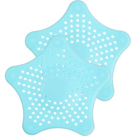 Sink Drain Filters, 15.5 x 13.5 cm, 2 Pack Kitchen Sink Drain Protector, Blue, 5 Suction Cups, Leaves Sink Drains Free of Food Leftovers, Bath Grates (1/5)
