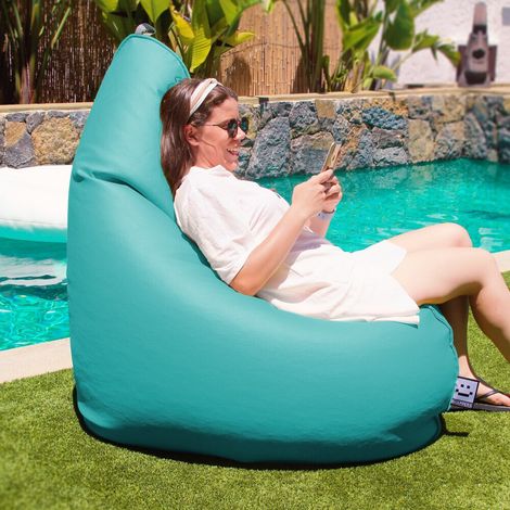 Pouf Poire Relax Similicuir pour Extérieur ou Intérieur Turquoise Enfant Turquoise