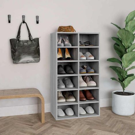 vidaXL Shoe Rack Grey Sonoma 54x34x100,5 cm Engineered Wood (1/5)