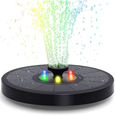 Fontaine solaire 3W avec LED, 7 effets, batterie 1500mAh, pompe de bassin solaire KLB (1/5)