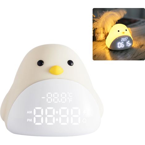 Lampe de chevet oiseau mignon LED tactile silicone, réveil enfant, veilleuse USB pour bébé, cadeau garçon fille.