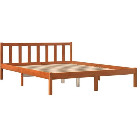Massivholzbett ohne Matratze Wachsbraun 160x200 Kiefernholz vidaXL
