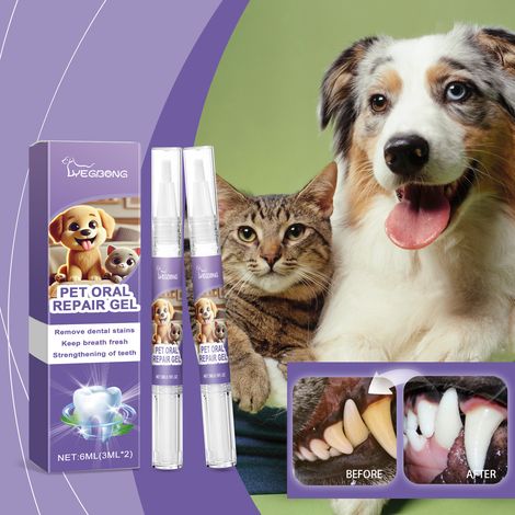 Zahnpflegegel für Haustiere – sanft zum Maul, entfernt Verfärbungen und hellt die Zähne auf – 6 ml (3 ml x 2) -- BIEMMEDUE (1/5)