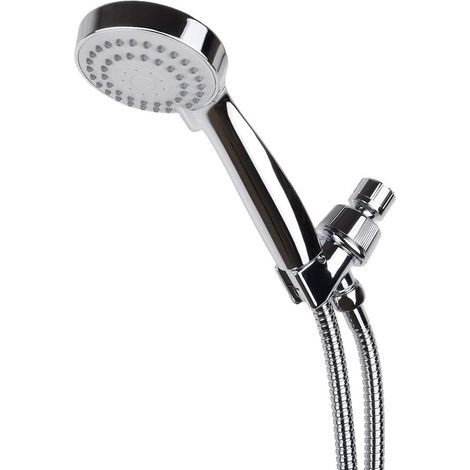 High-pressure shower head with 1.5m stainless steel flexible shower hose and shower holder, 3 powerful spray settings (1/5)