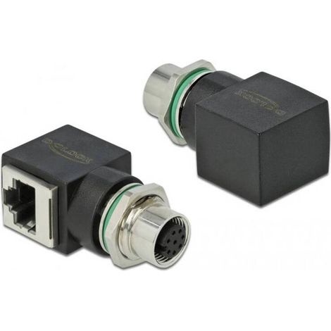 [NEUWERTIG] B-Ware Delock M12 RJ45 Netzwerk Adapter Kabel schwarz 1x M12-Buchse 1x RJ45-Buchse (1/2)