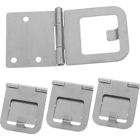 Verrou à charnière en acier inoxydable argenté, 4 pièces, pour porte, moustiquaire et fenêtre (1/5)