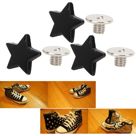 Rivets en forme d'étoile à cinq branches à faire soi-même pour vêtements, chaussures et accessoires - Rivets en forme d'étoile avec vis (20 pièces) - Noir mat brillant