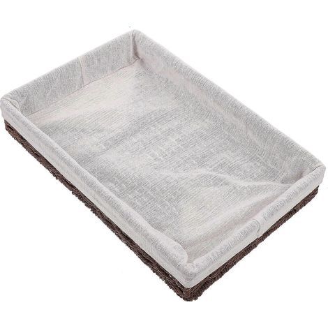 Panier de rangement de bureau en rotin tressé (1 pièce)-30X20X5CM-Coffee