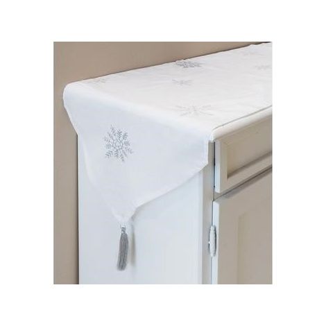 Chemin de table en tissu transparent blanc avec nœud, lot de 5
