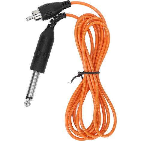 Cordon en silicone pour machine à tatouer, câble d'alimentation orange avec interface RCA droite, clip de connexion pour tatouage (1/5)