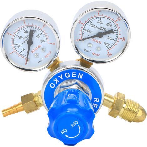 Réducteur de Pression d'oxygène en Laiton Double Voie régulateur de Pression de soudage oxycoupage Débitmètre La réduction Outils Guage (1/5)