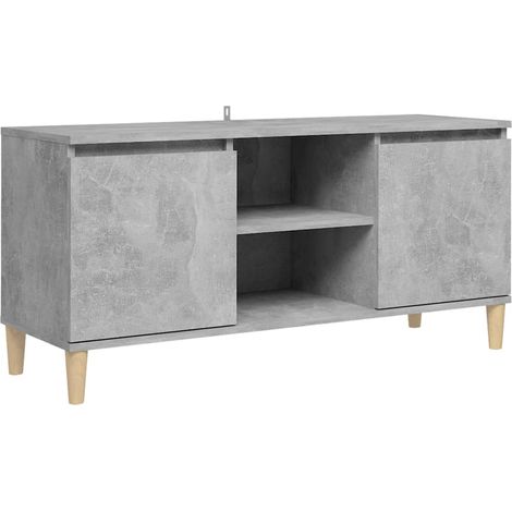 Mobile TV multimediale scaffale per televisione televisore buffet sala da pranzo soggiorno camera da letto con gambe in legno massiccio 103,5 x 35 x 50 cm grigio 020026844