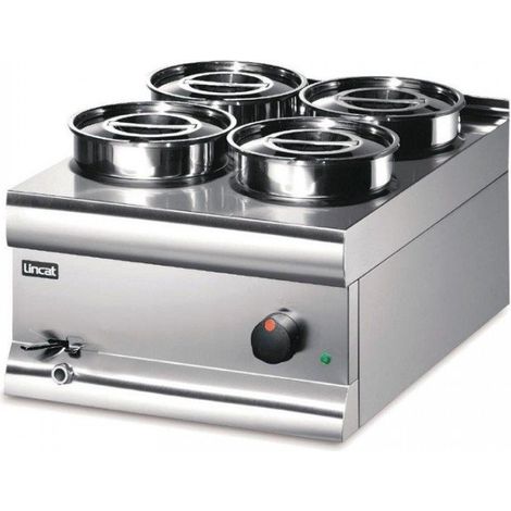 Bain-marie électrique PRO 4 pots de 4,5 Litres, couvercles inclus, tout inox, 1000 W, 220 V - MONO (1/5)