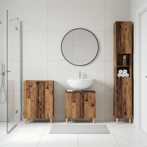 vidaXL 3 Piece Bathroom Cabinet Set DELFT Old Wood Engineered Wood (1/5)