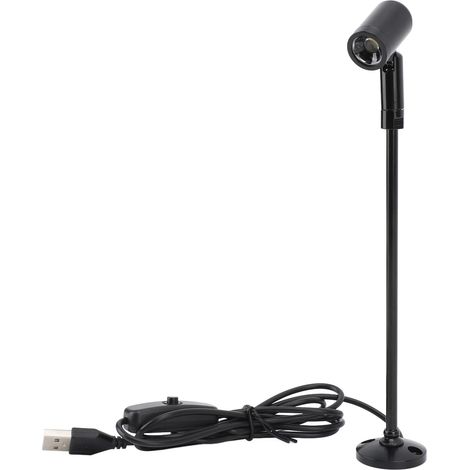 Spot LED sur pied en aluminium pour meuble vitrine bijoux, mini projecteur USB noir lumière naturelle pour art peinture (1/5)