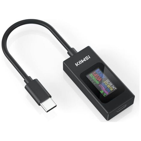 Testeur USB C Multimètre, Appareil de Mesure Voltmètre 4-30V 0-6.5A Type C Testeur de Tension et de Courant Ampèremètre Wattmètre Capacité Alimentation Chargeur Détecteur (1/5)