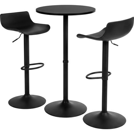 Set tavolo da bar con 2 sgabelli Fernie nero (1/5)