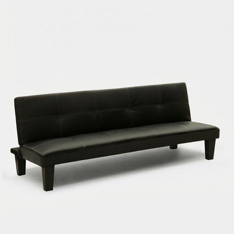 Divano Letto piccolo in similpelle per monolocale bilocale Topazio Joy - Nero (1/4)