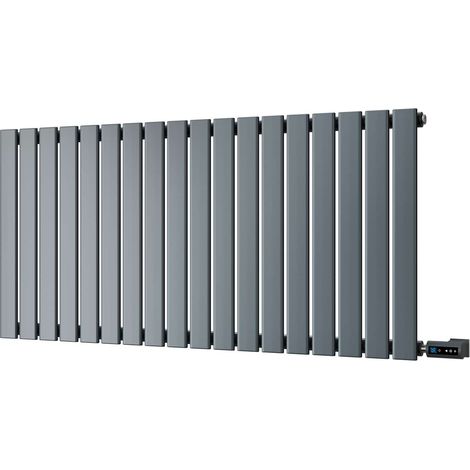 Typhoon - Anthracite Horizontal Electric Radiator H600mm x W1224mm Single Panel 900w Thermostatic WIFI