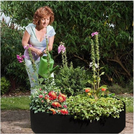 Sacchi per la coltivazione in feltro, vasi per piante da esterno con rete da giardino, sacchi per rifiuti da giardino, sacchi per foglie, neri, 1 confezione (1/4)