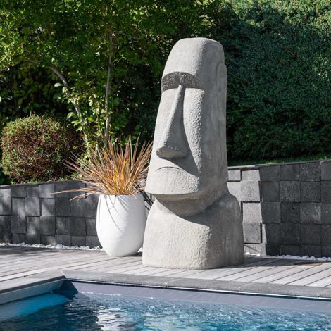 Statue de jardin moai géant de l'île de pâques en fibrociment 2m (1/5)
