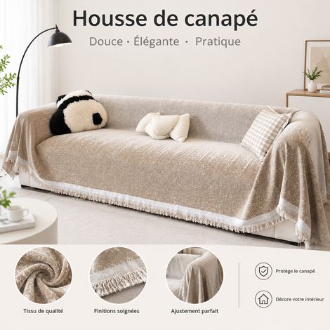 Housse de Canapé Chenille – Montagne Enneigée – Marron Café 180500cm Plaid Jeté Anti-Griffes 45 × 42 × 8,5 cm 3,18 kg – Livraison gratuite
