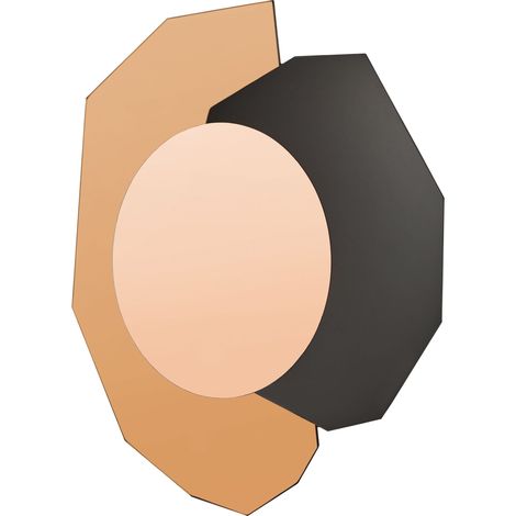 Specchio da parete di forma irregolare in vetro e MDF rosa dorato Troyon
